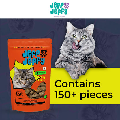 Freeze-Dried Anchovies Cat Treats – Pure Single-Ingredient Protein for Active Cats, All Natural & Suitable for Cats of All Ages