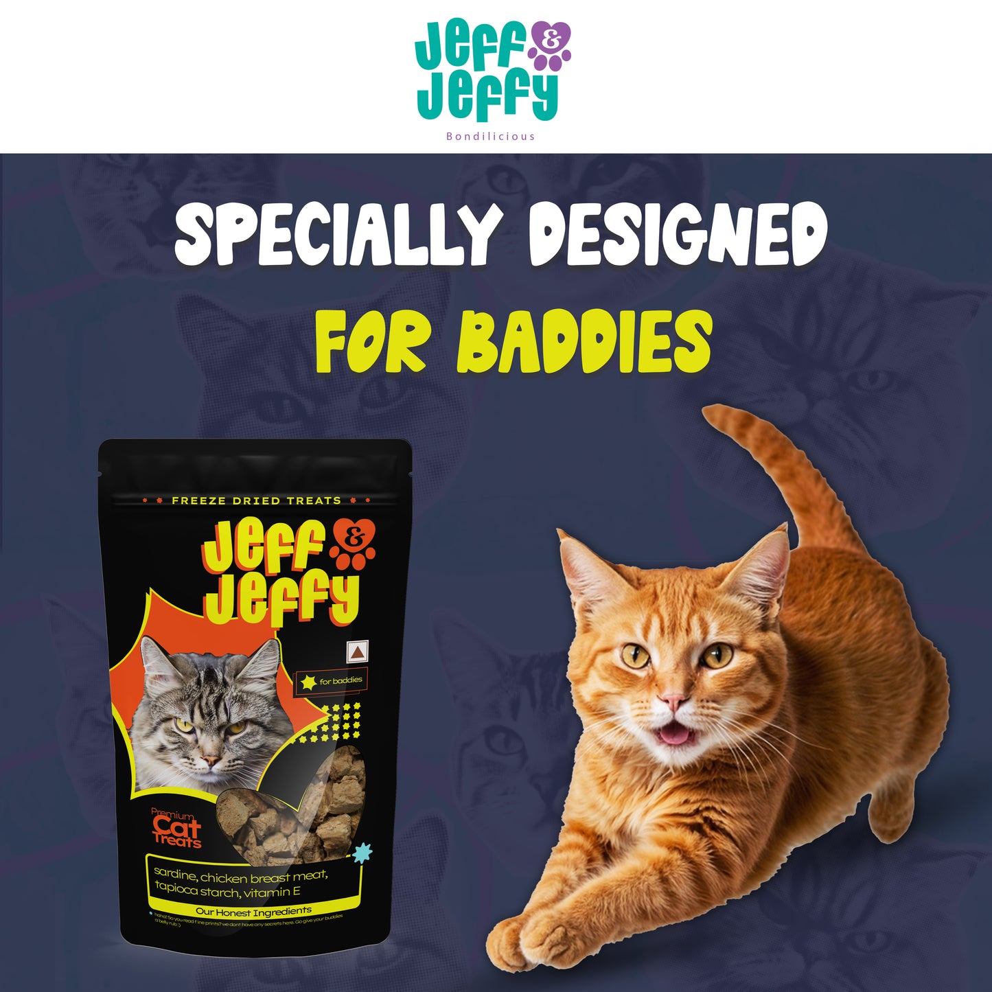 Sardine and Chicken Power Cubes; Freeze-Dried Cat Treats – High-Protein Energy Boost for Active Cats, All Natural & Suitable for Cats of All Ages