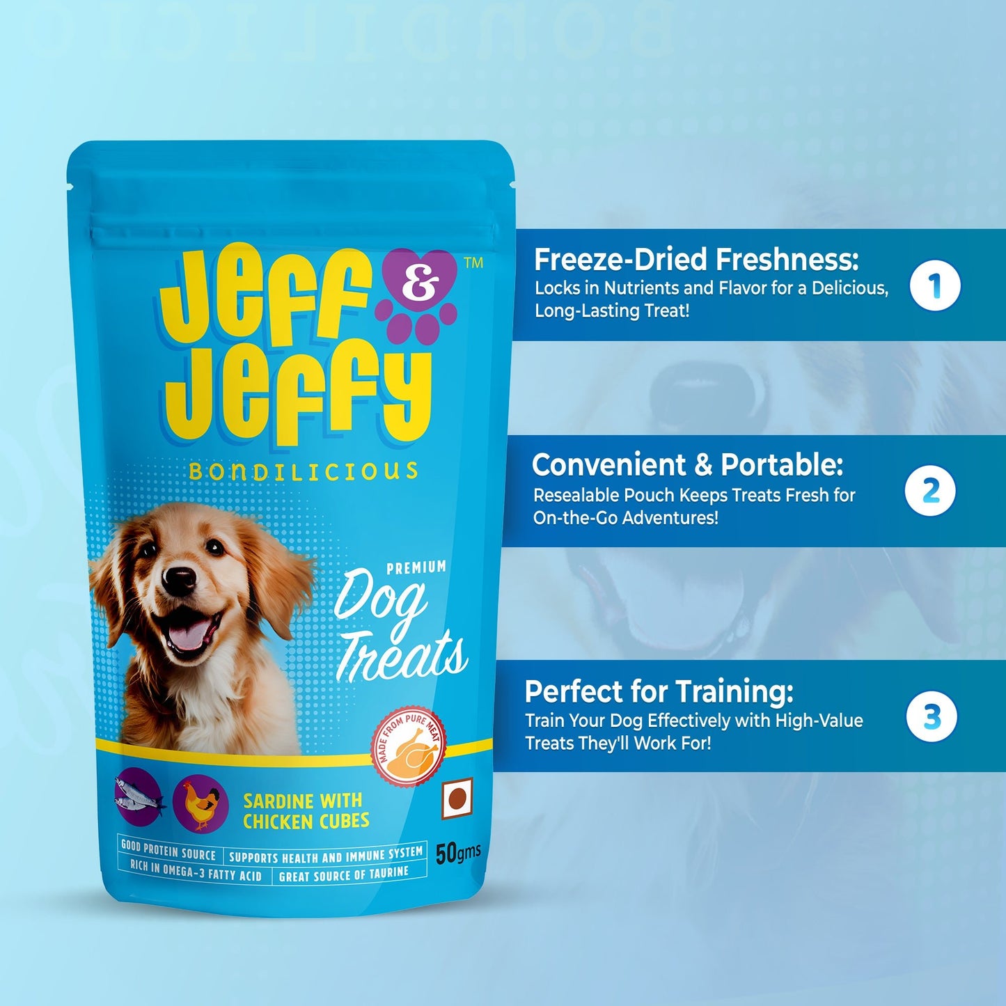 Sardine and Chicken Treats : Freeze Dried Treats Rich in Omega - 3 - Jeff & Jeffy