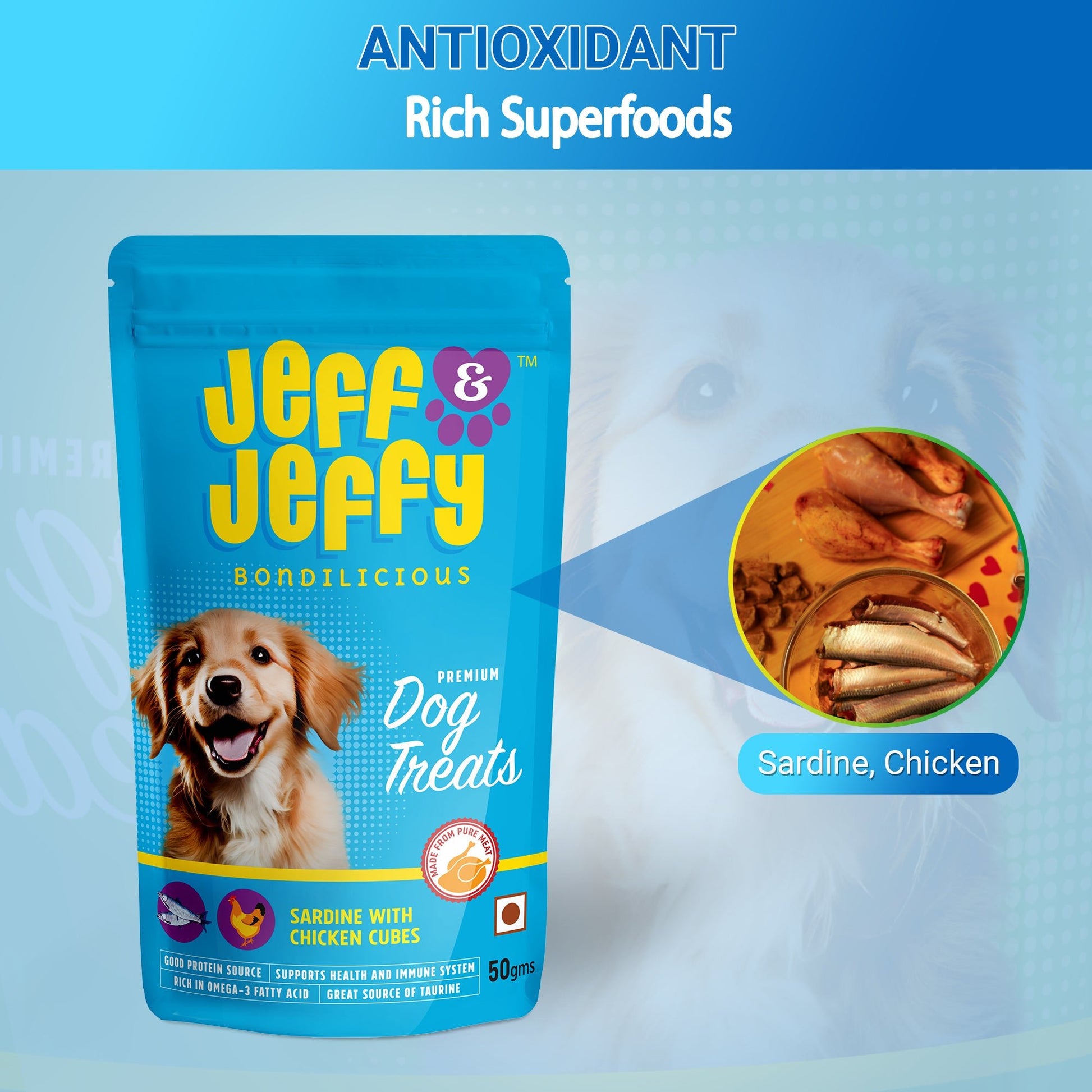 Sardine and Chicken Treats : Freeze Dried Treats Rich in Omega - 3 - Jeff & Jeffy