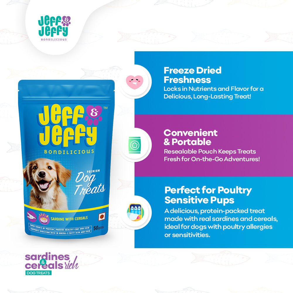 Sardine With Cereals : Protein Powered Treat for Poultry Sensitive Dogs - Jeff & Jeffy