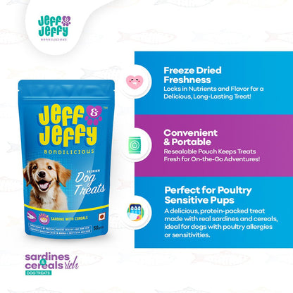 Sardine With Cereals : Protein Powered Treat for Poultry Sensitive Dogs - Jeff & Jeffy