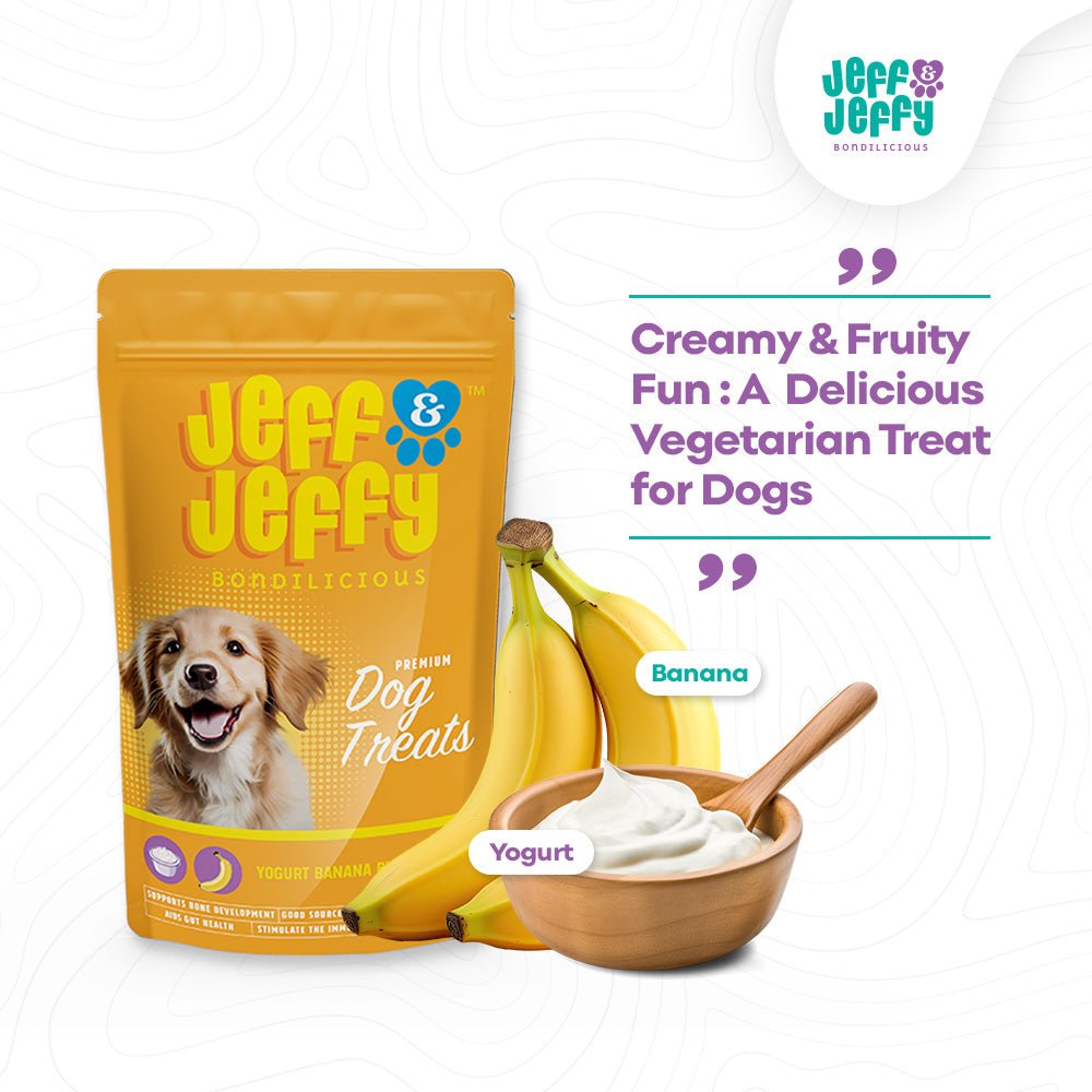 Yogurt Banana Bites - Probiotic Rich Treats for Vegetarian Dogs - Jeff & Jeffy